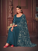 Thumbnail for Jyoti Fashion Women's Rama Georgette Embroidered Anarkali Kurta Pant Set With Dupatta - Distacart
