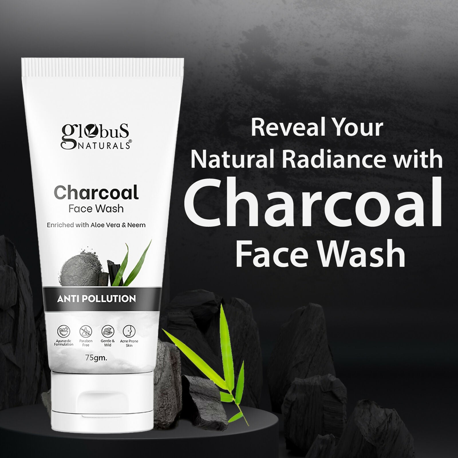 Globus Naturals Anti Pollution Charcoal Face Wash