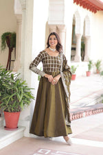 Thumbnail for Joban Fashion Mehndi Kurta Set Silk Sequins , Zari, Coding & Thread Embroidered work - Distacart