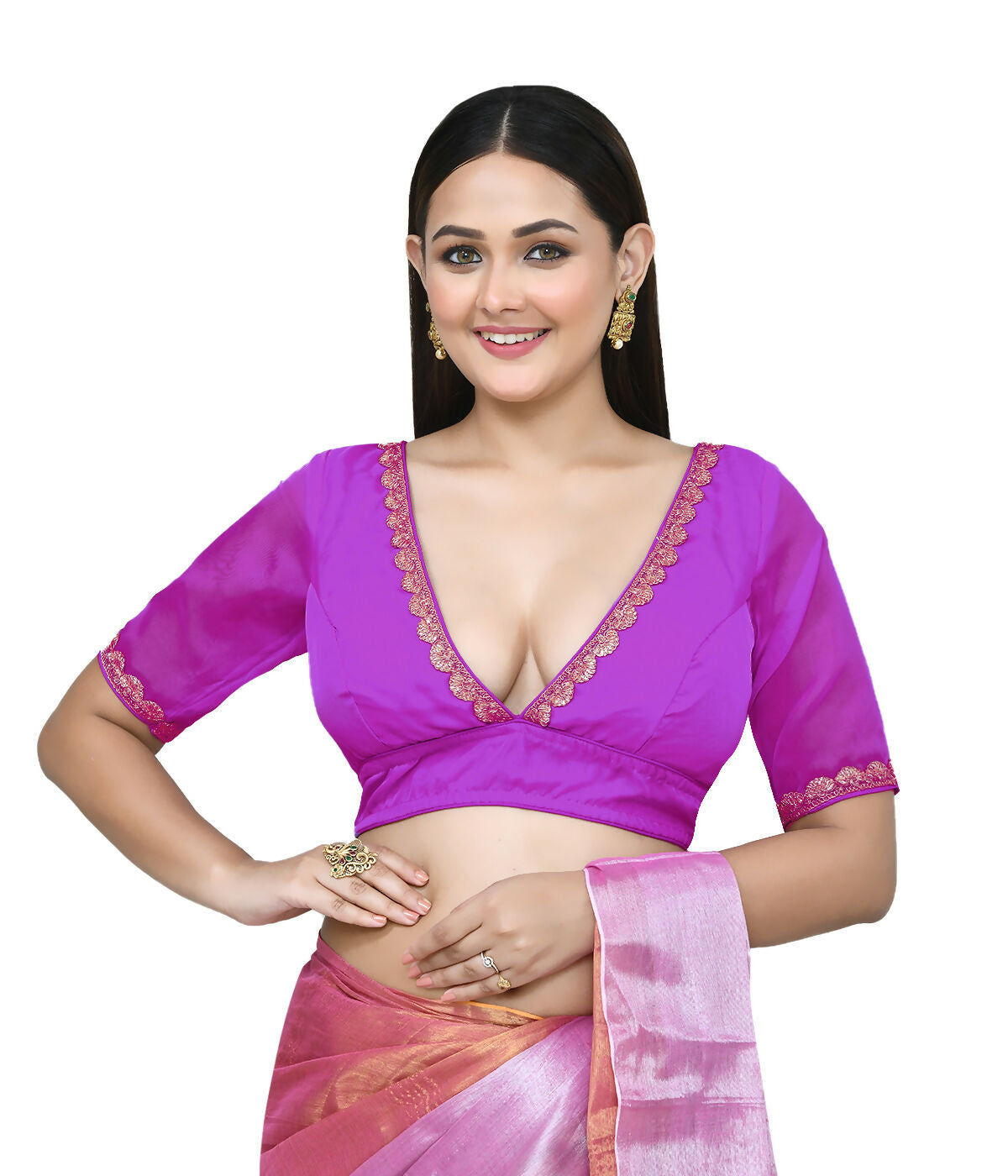 Joban Fashion Women's Pink Embroidered Stitched Blouse