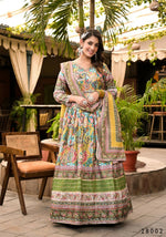 Thumbnail for Wedding Designer Multi Soft Dola Silk Anarkali suit with Dupatta - Sanj - Distacart
