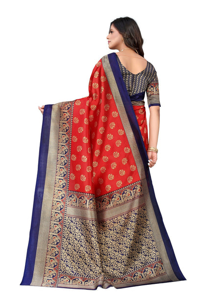 Vamika Red Printed Art Silk Saree - Distacart