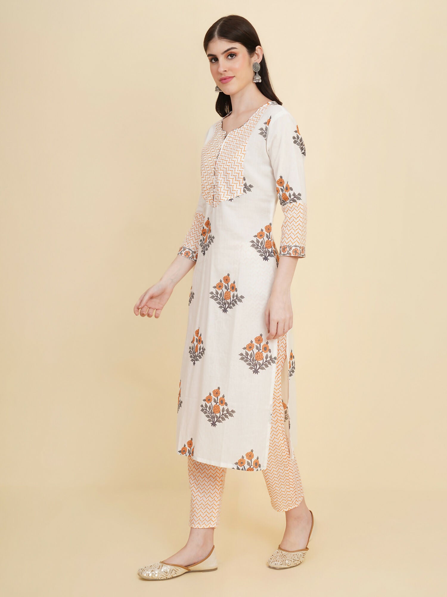 Designer Stylish white cotton Stitched Suit With Dupatta - Tanisha - Distacart