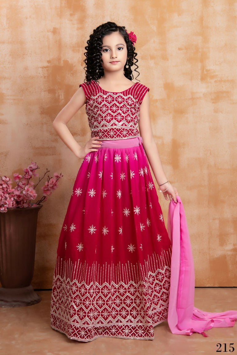 Wedding Designer Pink Georgette Kidswear Lehenga - Aaradhna - Distacart