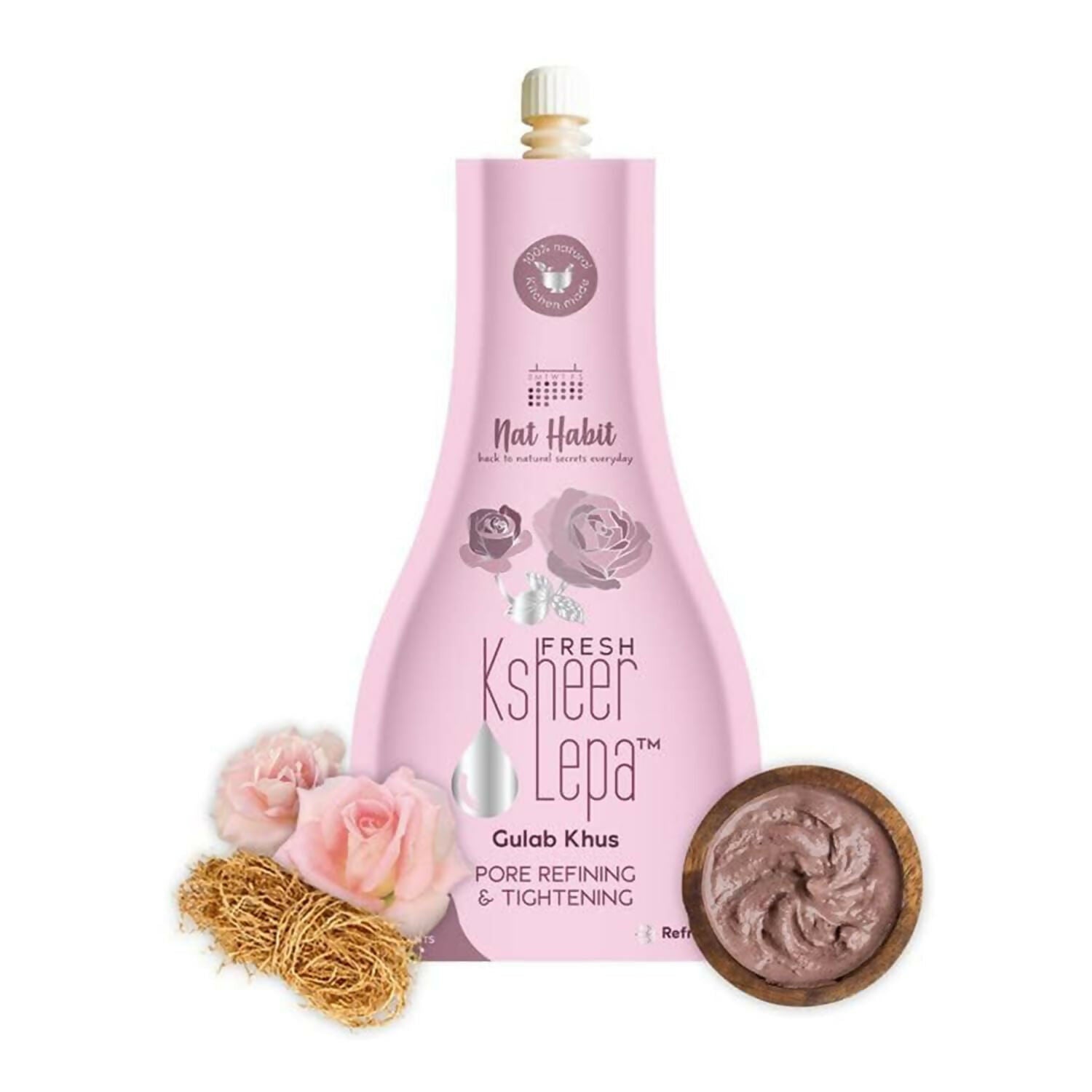 Nat Habit Fresh Gulab Khus Ksheer Lepa Face Mask For Pore Refining, Tightening - Distacart