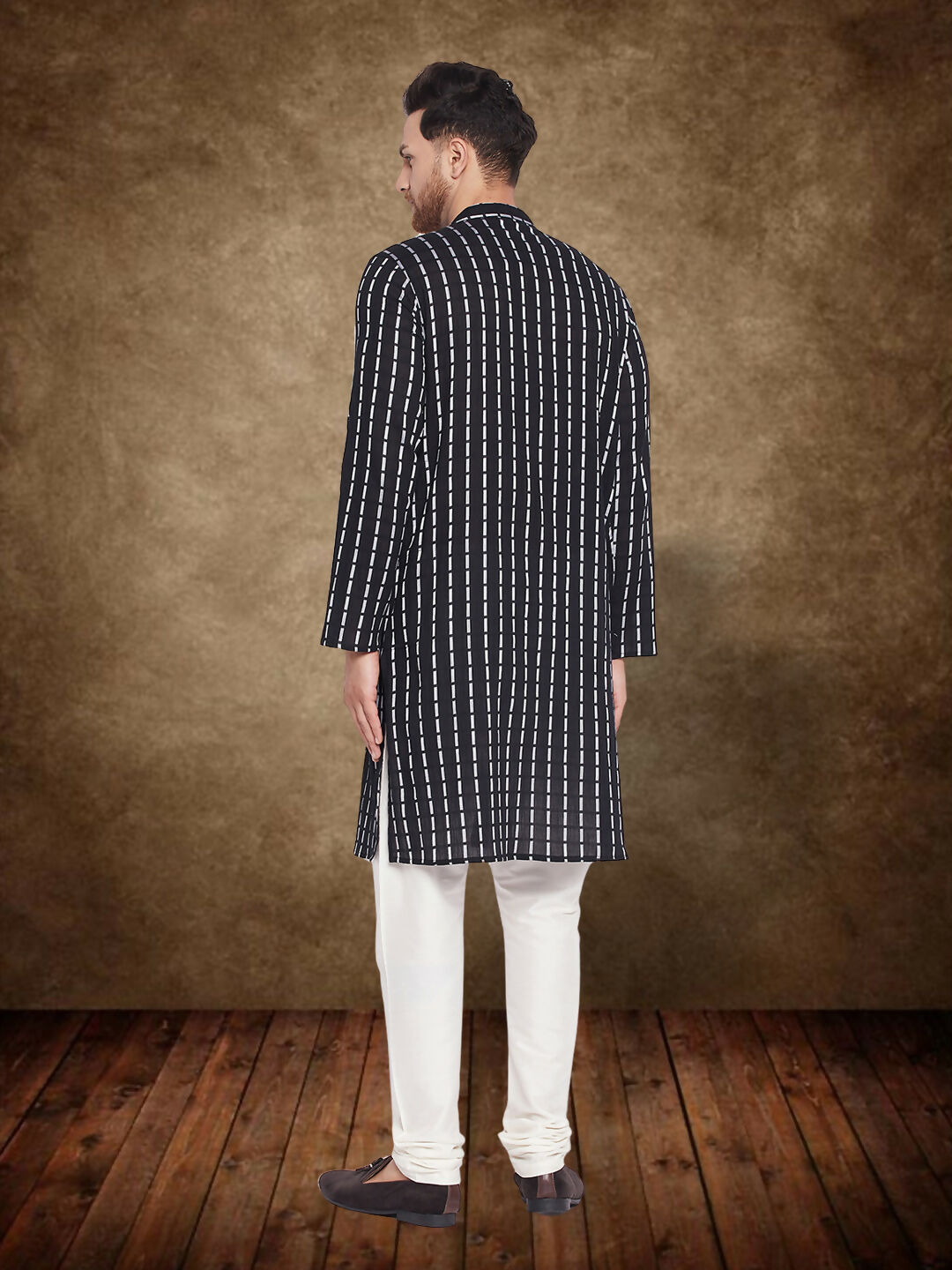 Even Apparels Men's Pure Cotton Black Check Kurta - Distacart