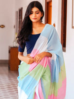 Thumbnail for Zibaa Hand-Dyed Mul Cotton Multi-color Saree with Tassels