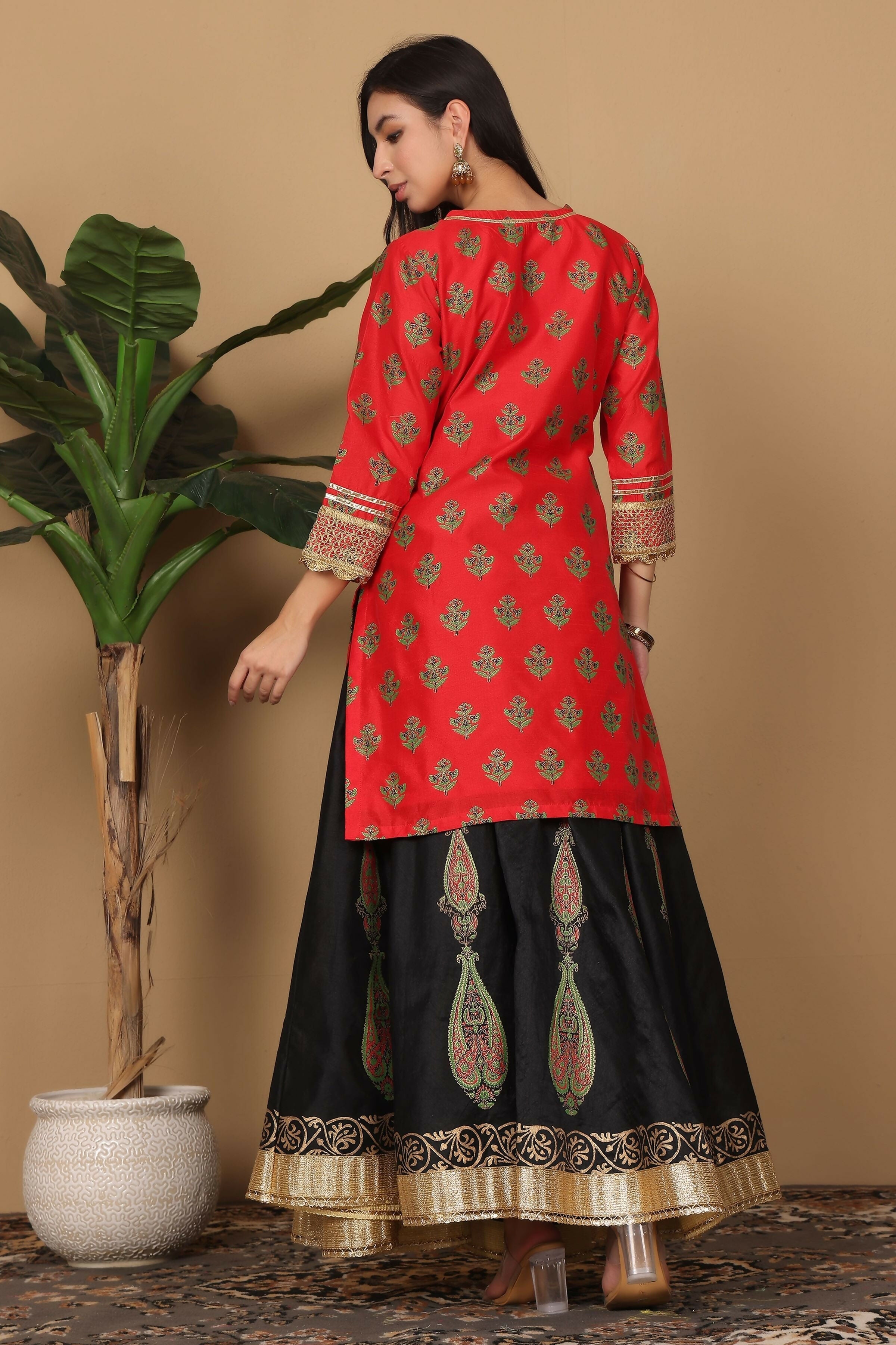 Joban Fashion Red Silk Lehenga Set