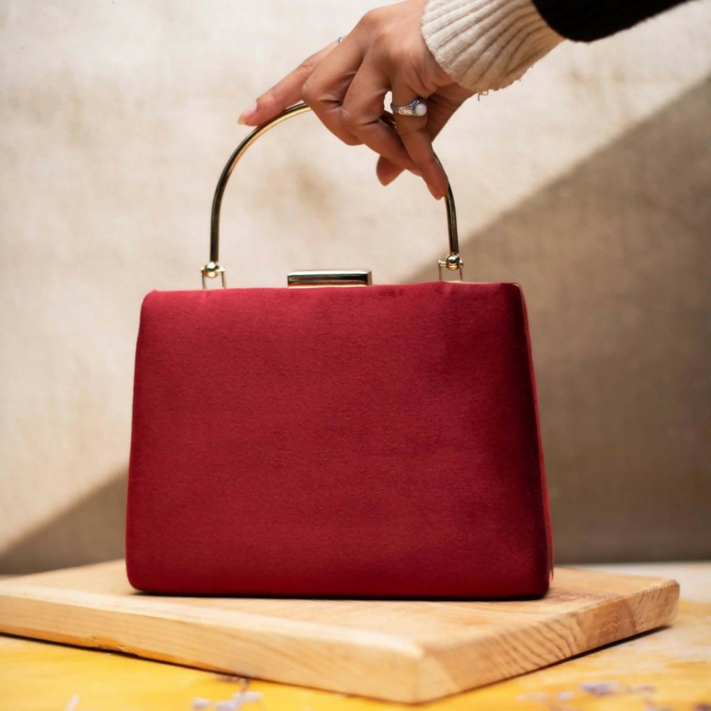 Joban Fashion Maroon Fabric Clutch - Maroon - Dista