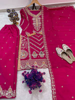 Thumbnail for Teeya Creation Rani Color Chinon Silk Party Wear Trending Palazzo Set - Distacart