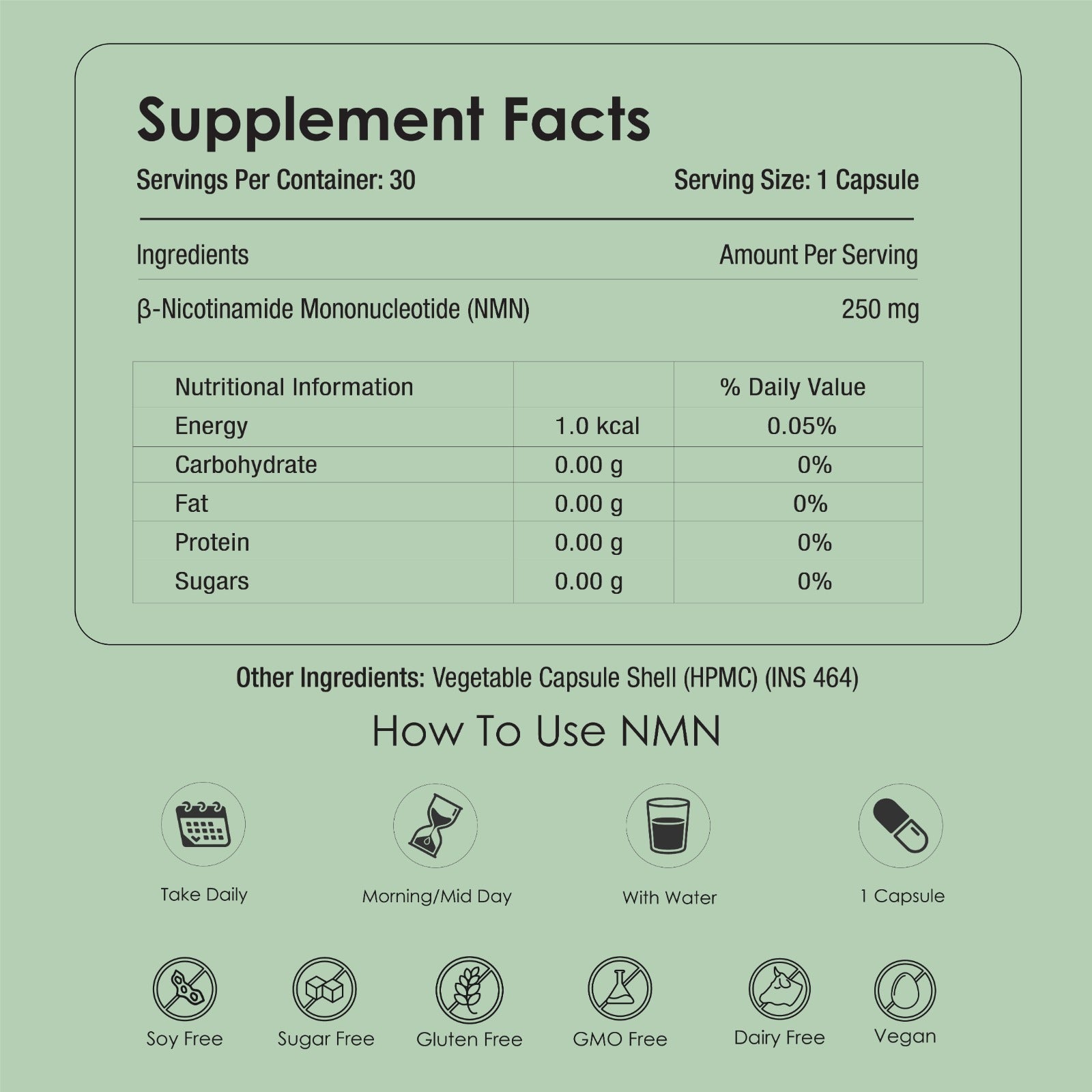 GATACA Pure β-NMN -  250 mg Capsules, Backed by 21 Patents