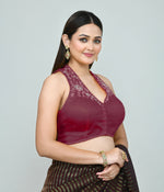 Thumbnail for Joban Fashion Women's Wine Embroidered Stitched Blouse