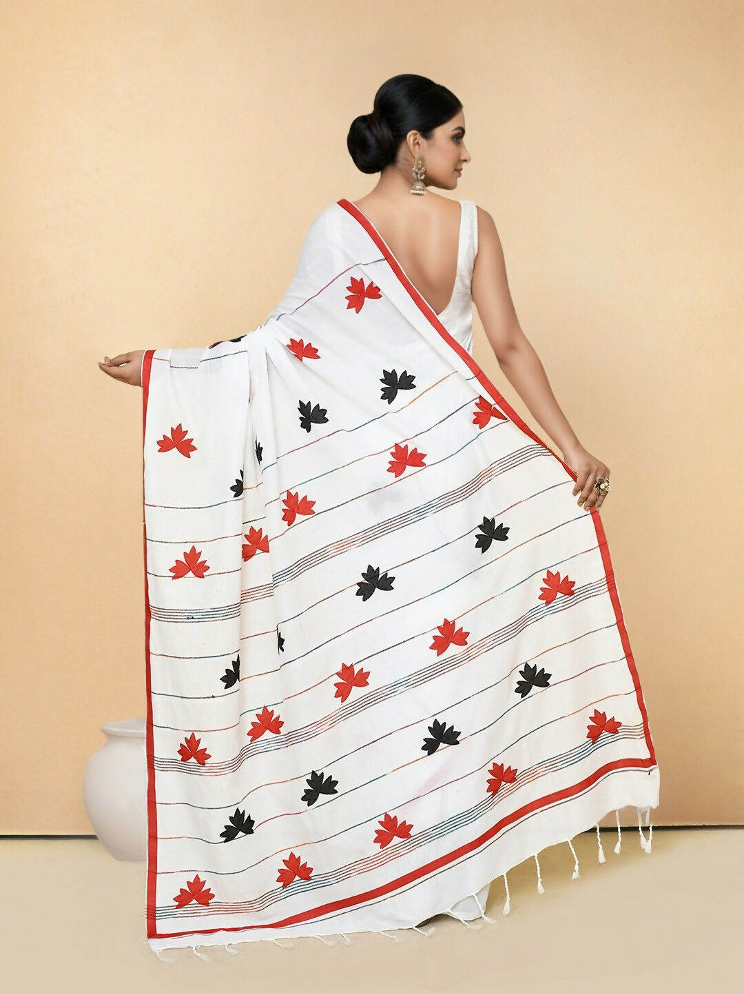 Joban Fashion Multicolor Cotton Applic Saree - Dista