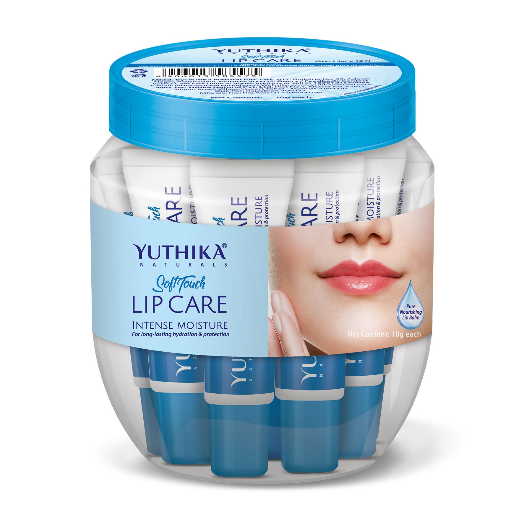 Yuthika Naturals Soft Touch Lip Balm, (Pack of 12) with Jar - Distacart