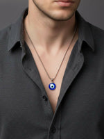 Thumbnail for NVR Unisex Silver Plated Evil Eye Pendant with Chain - Distacart