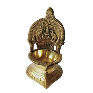 CraftVatika Lord Lakshmi Brass Diya Oil Lamp Stand Showpiece - Dista