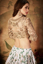 Thumbnail for Aastha Fashion Women's Breathtaking Off-White Sabyasachi Floral Printed Organza Silk Party Wear Lehenga Choli With Blouse - Distacart