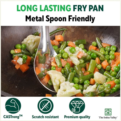 The Indus Valley Super Smooth Cast Iron Frypan, Pre-seasoned, Nonstick, 100% Pure,Toxin-free, Tadka Pan, 25.4cm, 1.7L, 2.4kg - Distacart