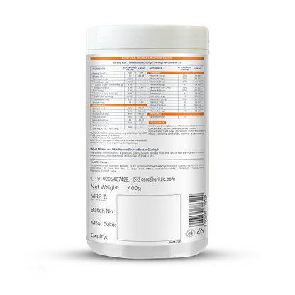 Gritzo SuperMilk Growth+ (Formerly Height+) (7-12y Boys), 10g Protein Powder-Creamy Vanilla - Distacart