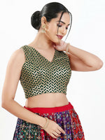 Thumbnail for Joban Fashion Bottle Green Silk Padded Blouse With Sweetheart Neck Sleeveless - Distacart