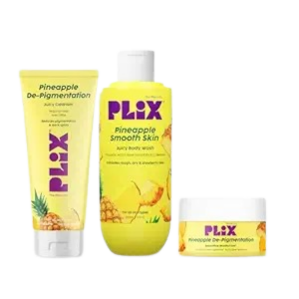 PLIX The Plant Fix Pineapple Trio With Cleanser, Body Wash & Cream - Distacart