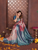 Thumbnail for Aastha Fashion Magenta Tissue Silk Weaving Saree - Distacart