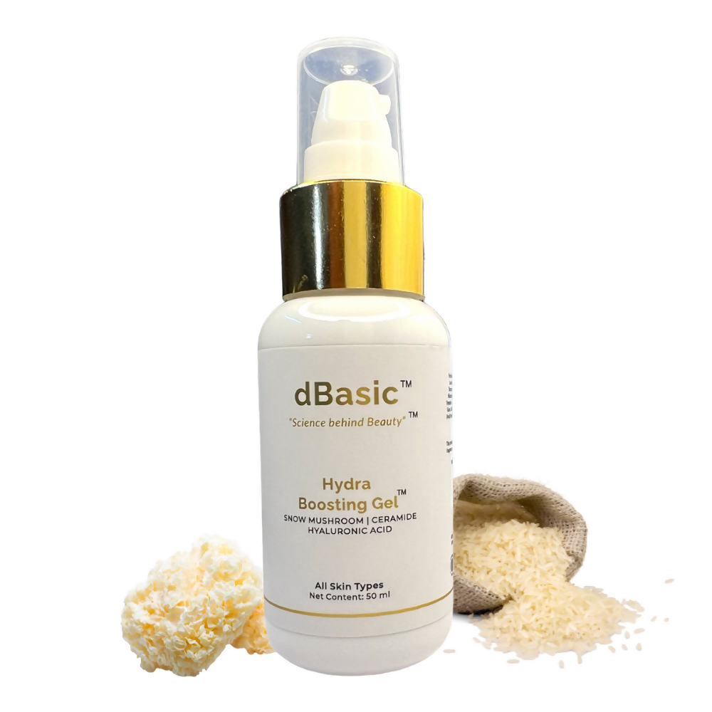 dBasic Hydra Boosting Gel, Lightweight Moisturizer with Snow Mushroom, Rice Water, Ceramides