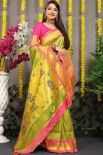 Thumbnail for Jyoti Fashion Women's Green Banarasi Silk Zari Woven Saree with Blouse - Distacart