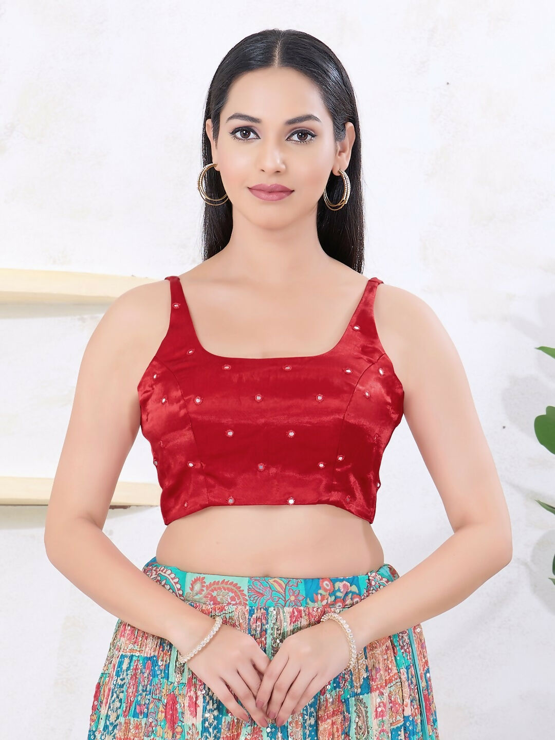 Joban Fashion Maroon Gajji Silk Sleeveless Back Open Blouse