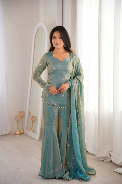 Teeya Creation New Womens Trendy Embroidery Sequence Work Kurta Set - Dista