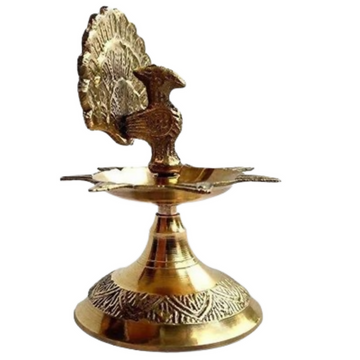 CraftVatika Brass Peacock Diya Oil Lamp (Type 1) - Dista