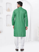 Thumbnail for Joban Fashion Men's Rayon Cotton Green Printed Kurta Pyjama set - Distacart
