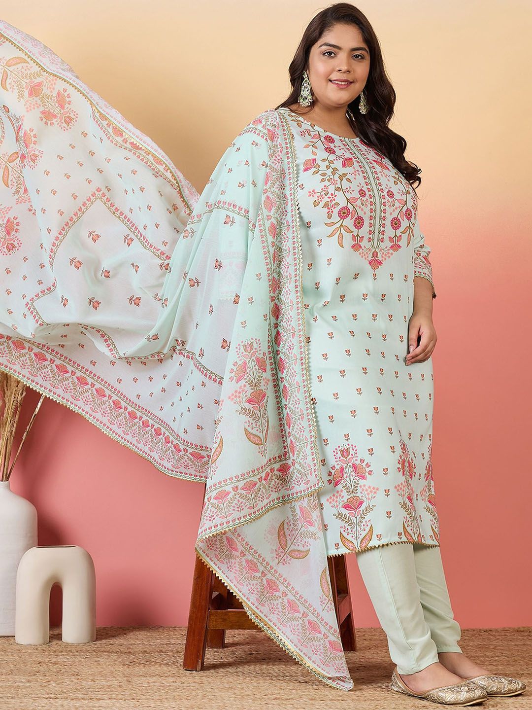 Sztori Women Floral Printed Regular Kurta with Trousers & With Dupatta - Distacart