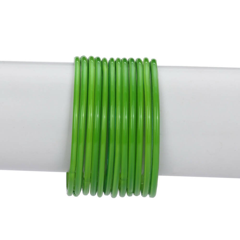 Afast Shining Green Glass Party, Wedding, Daily Use Bangle Set, Pack Of 12 - Distacart
