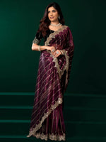 Thumbnail for Joban Fashion Purple Net Party Wear Sarees - Distacart
