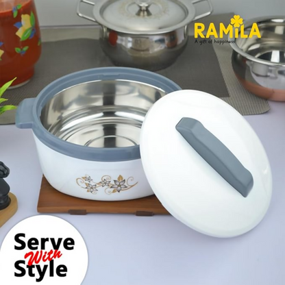 ramila Brand Insulated Inner Steel Casserole for Roti - White - Dista