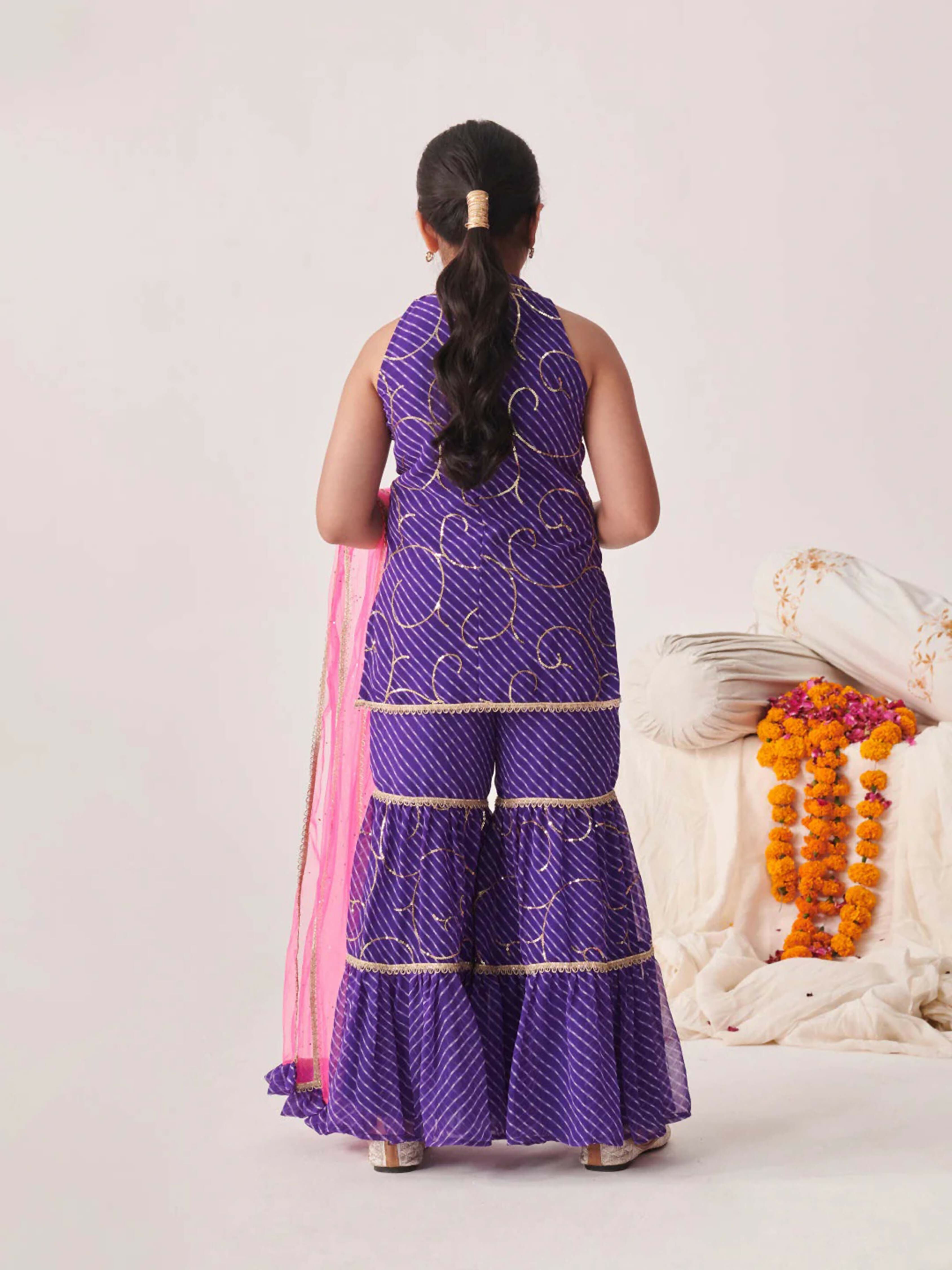 Joban Fashion Girl's Blue Color Sharara Set