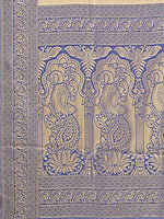 Thumbnail for Astita Banarasi Silk Cream & Navy Blue Saree