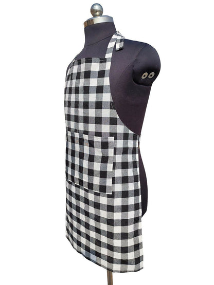 Glun Waterproof Unisex Kitchen Checkered Design Apron-Multicolour (Pack Of 2) - Dista