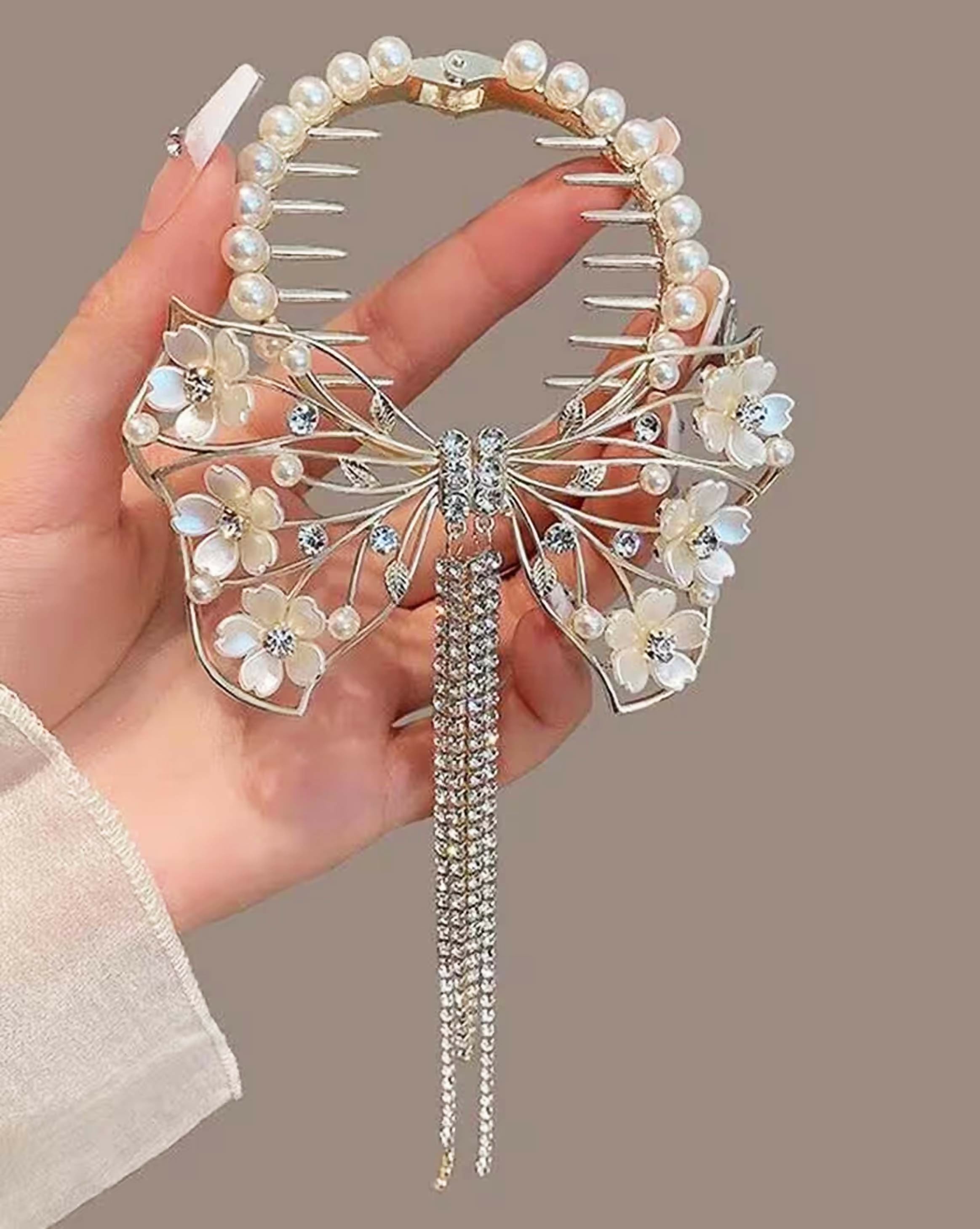 Joban Fashion White Metal Flower Hair Comb Hairpin