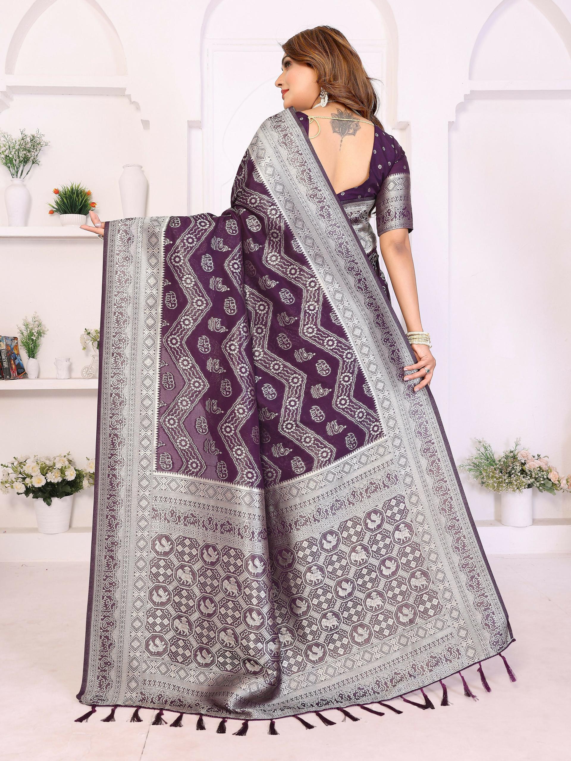 Aastha Fashion Wine Georgette Silk Leheriya With Elegant Zari Weaving Saree - Distacart