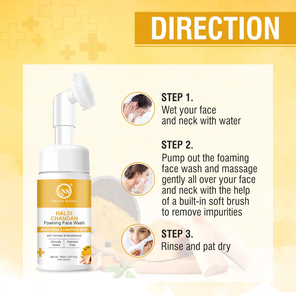 Nuerma Science Haldi Chandan Foaming Face Wash | Improve Skin Texture & Reduces Acne - Distacart