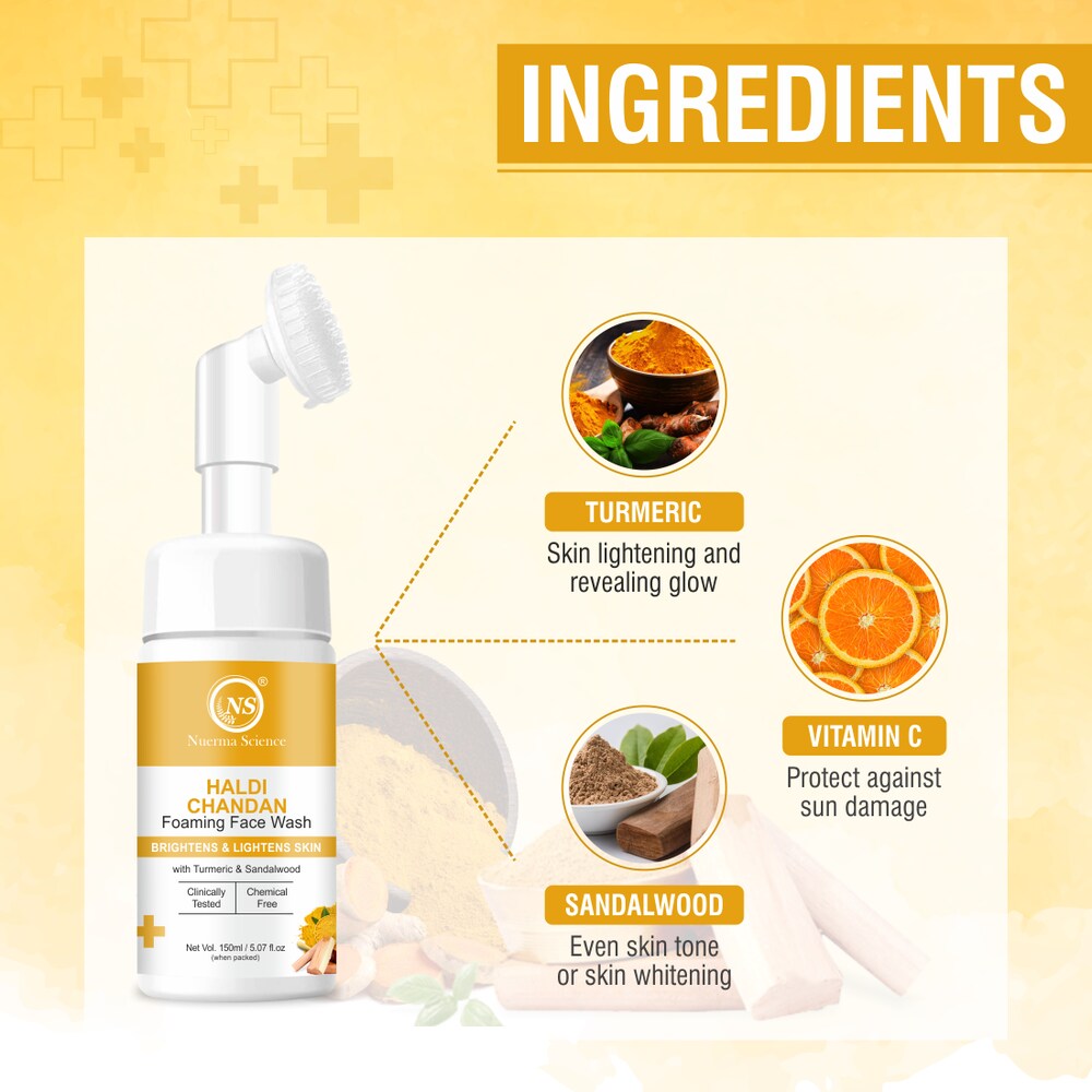 Nuerma Science Haldi Chandan Foaming Face Wash | Improve Skin Texture & Reduces Acne