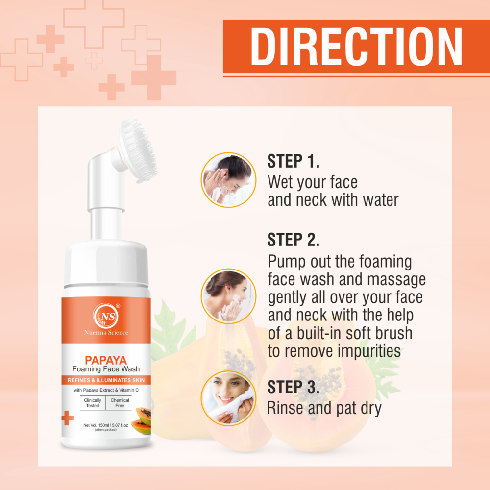 Nuerma Science Papaya Foaming Face Wash | Brightens Skin Tone & Clears Blemishes