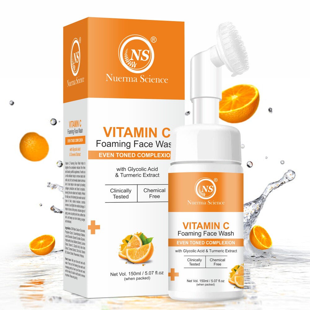 Nuerma Science Vitamin C Foaming Face Wash | To Enhance Skin Glow & Reduce Pigmentation - Distacart