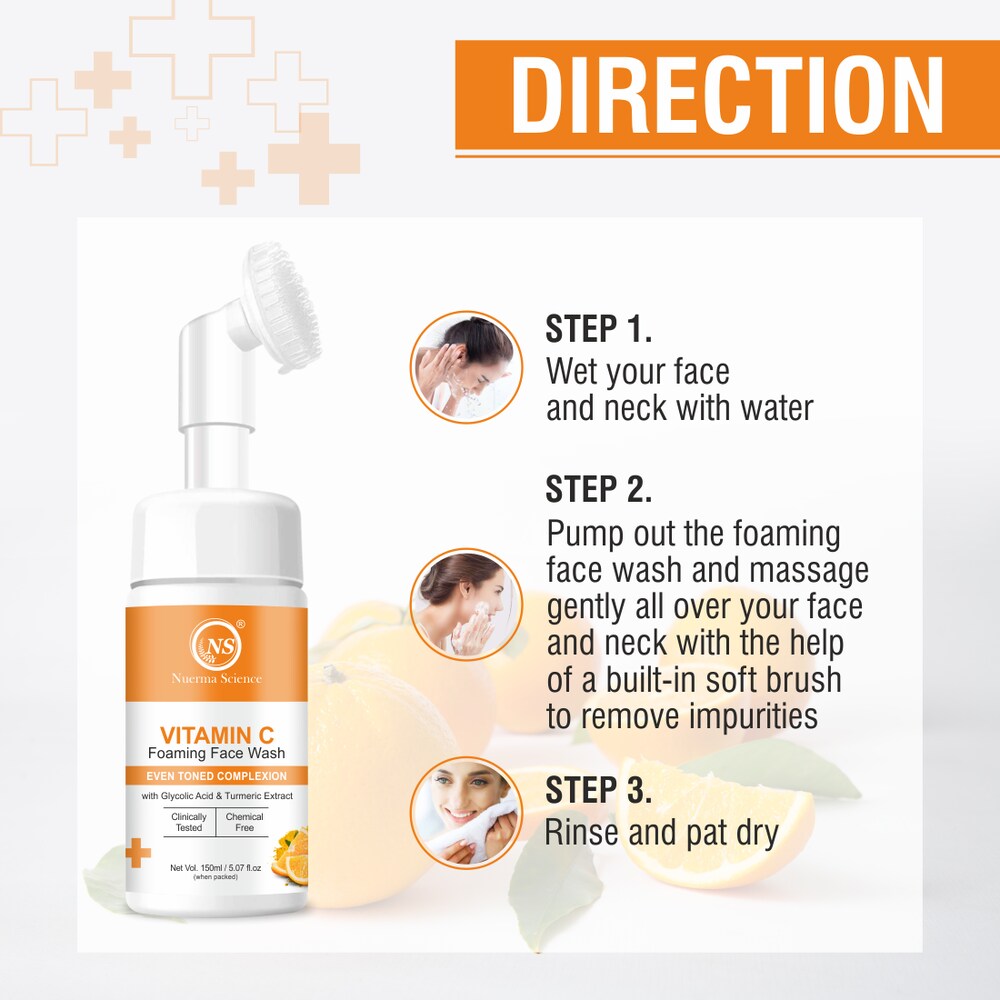 Nuerma Science Vitamin C Foaming Face Wash | To Enhance Skin Glow & Reduce Pigmentation