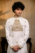 Thumbnail for Falling Raw Silk White Devalaya Kurta By Hilo Design