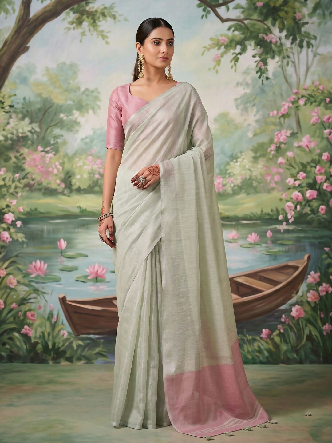 Shree Shyam Fashion Silver Tissue Silk Saree - Distacart