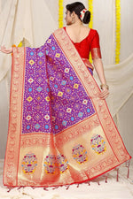 Thumbnail for Jyoti Fashion Women's Purple Patola Silk Zari Woven Saree with Blouse - Distacart
