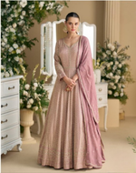 Thumbnail for Anaita Purple Real Georgette Readymade Anarkali Gown with Embroidery & Sequence Work - Distacart